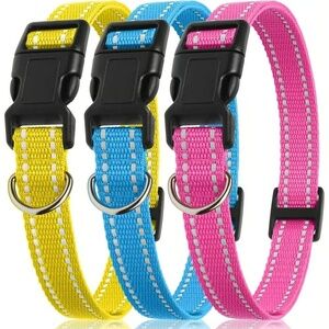 PetJoy Quick-Release Adjustable Nylon Dog Collars, 3-Pack, 8-27", for E/Shock